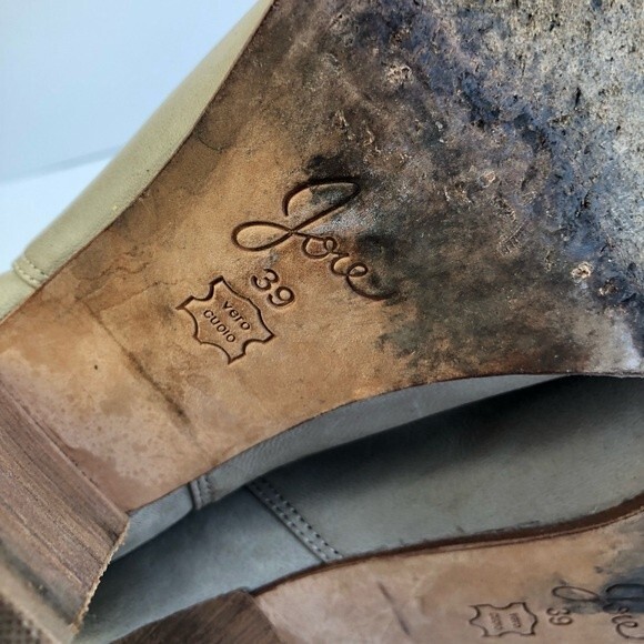 Joie Rigby Heeled Leather Ankle Boots Bootie Stacked Heel Tan 39 - Picture 11 of 12